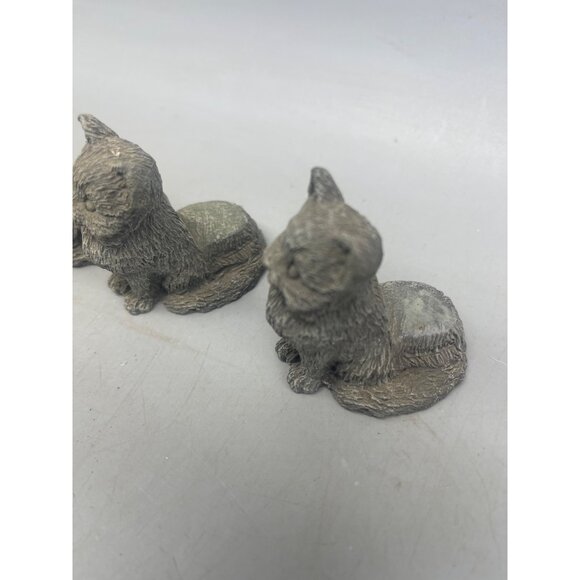 set of 3 cat figurines statue inside or outside yard art gray flat back 2" READ - Picture 3 of 10